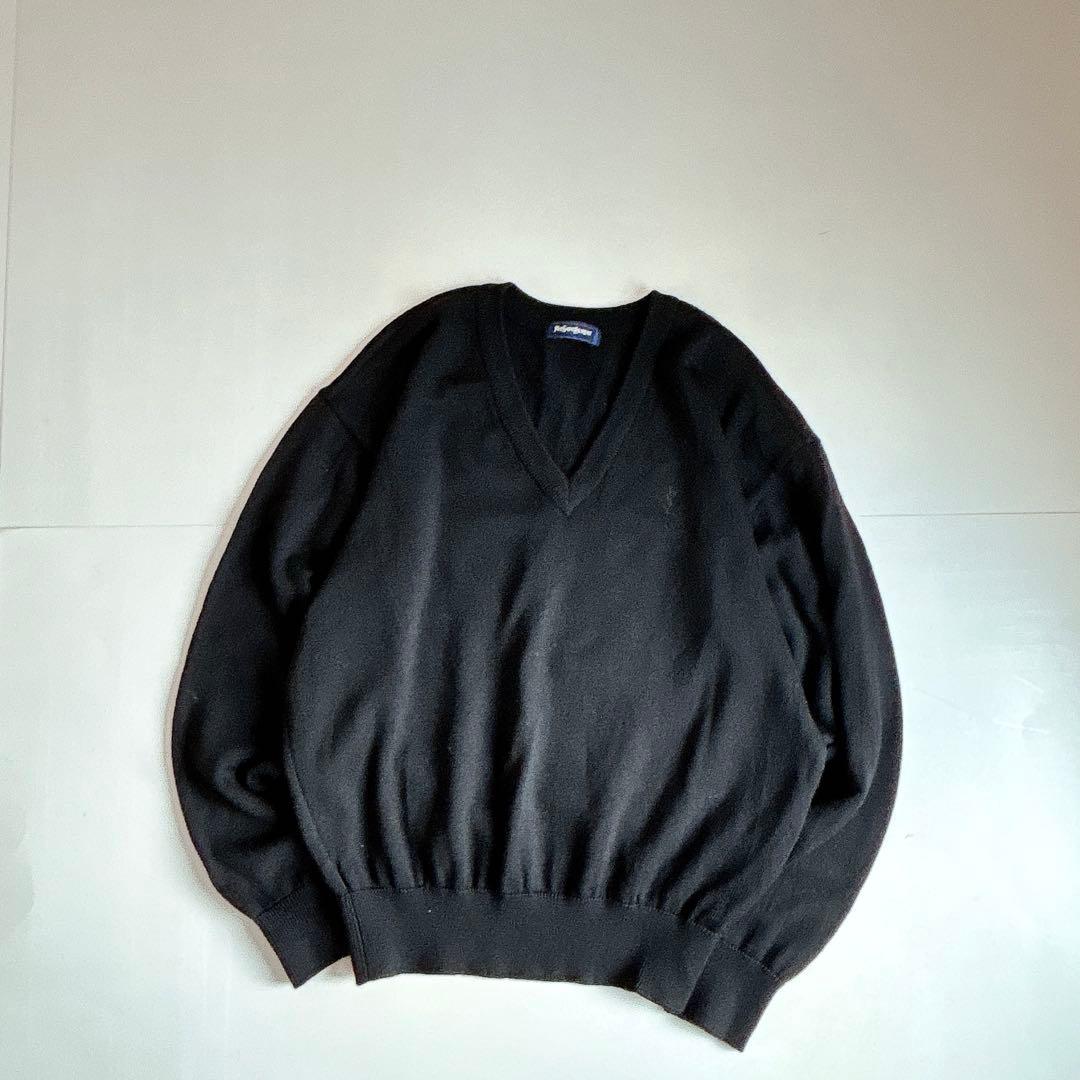 ヴィンテージ 当時物 YSL イヴサンローラン Vネック ニットプルオーバー