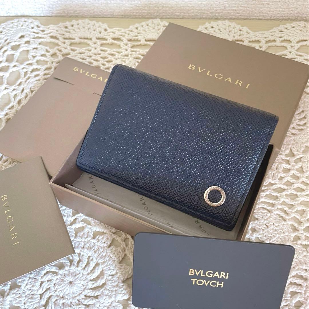 極美品　BVLGARI ブルガリ.マン　ネイビー カードホルダー　RFID搭載