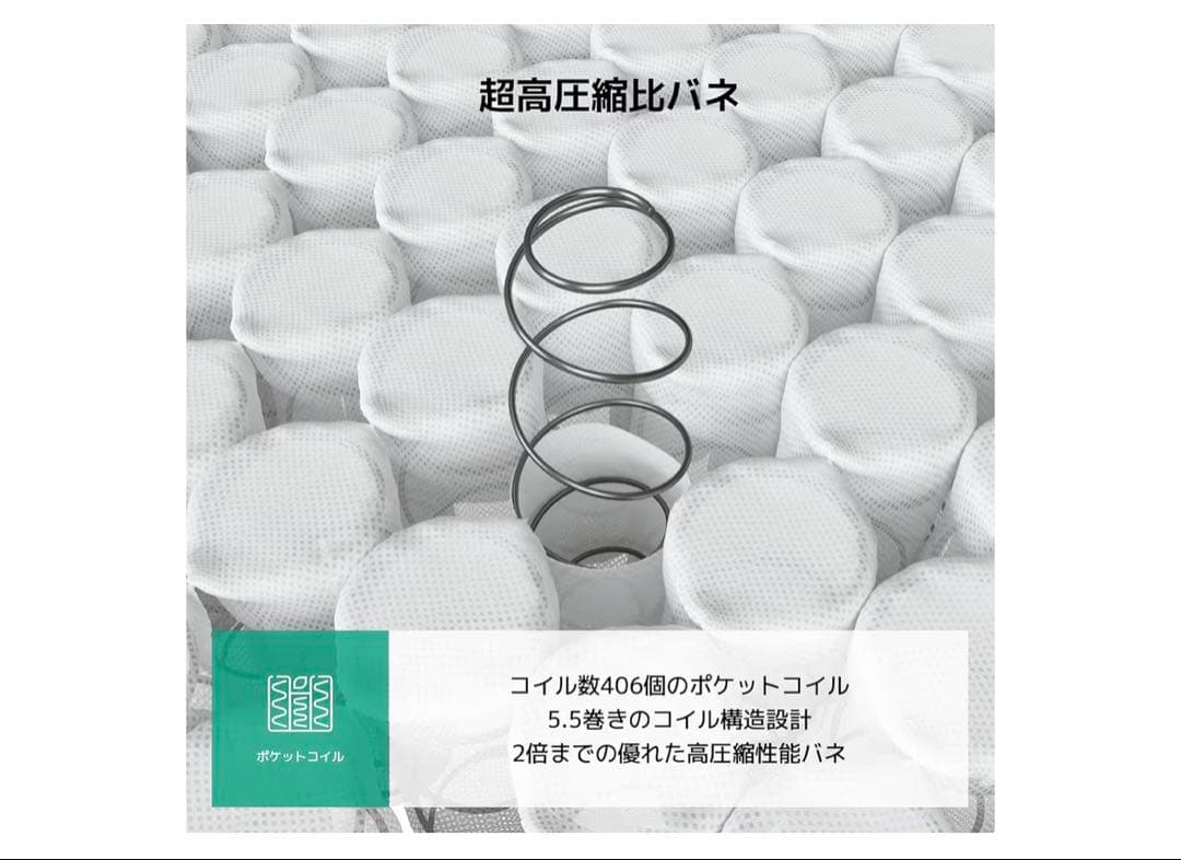 マットレス シングル 硬め 極厚20cm コイルマットレス ブラック