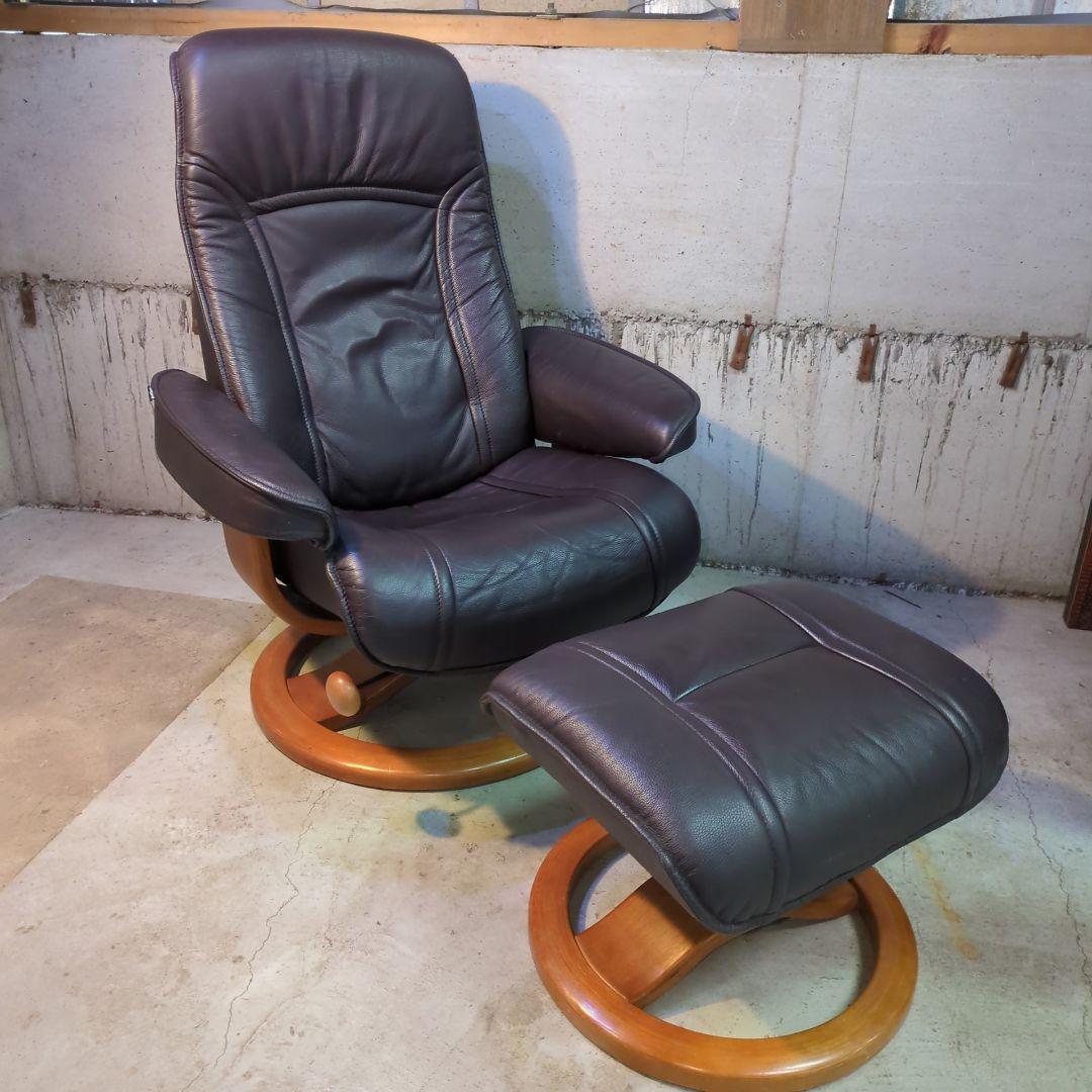 牛革 Hjellegjerde イエリアーダ オットマン付リクライニングチェア