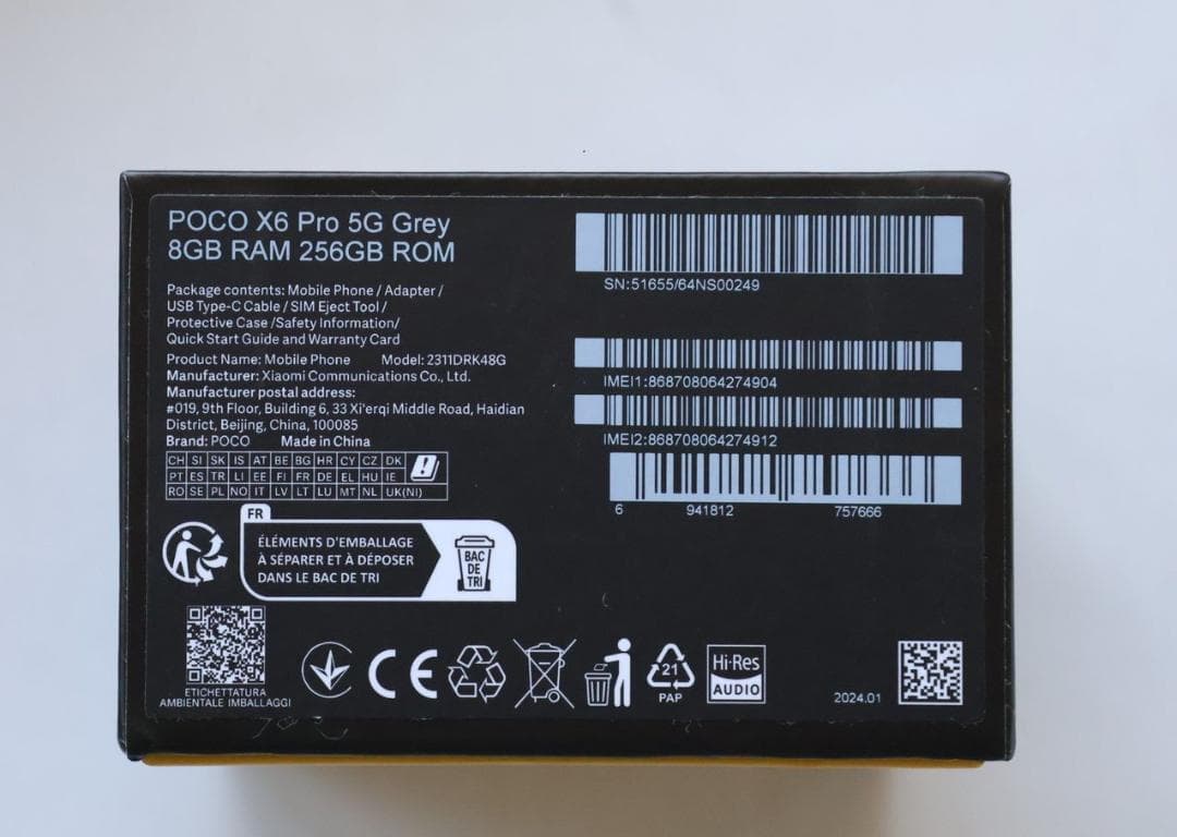 POCO X6 Pro 8GB/256GB グレー◆グローバル版