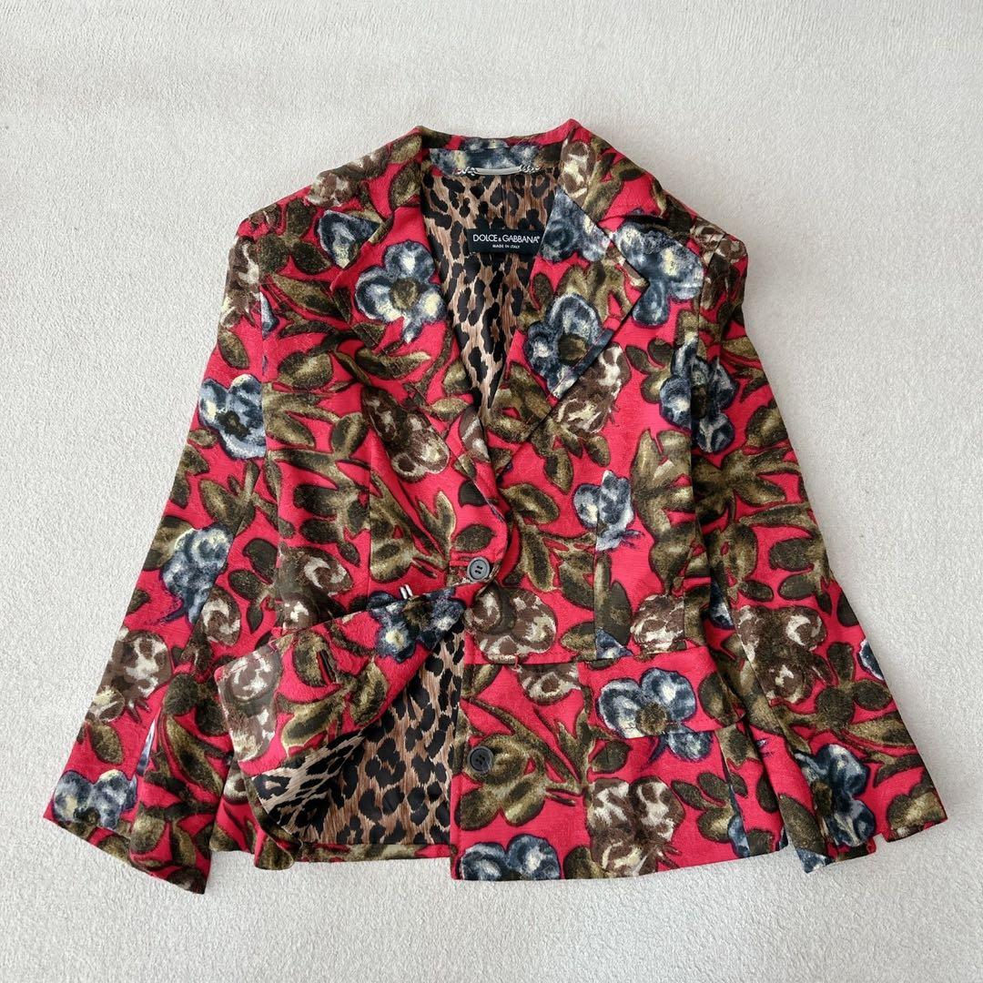 希少✨ドルチェアンドガッバーナ　ジャガード　ジャケット　花柄 レオパード　38
