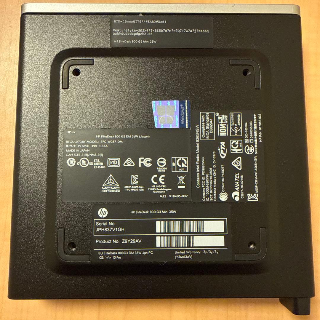 ミニPC HP EliteDesk 800 G3 Mini Intel Core i5