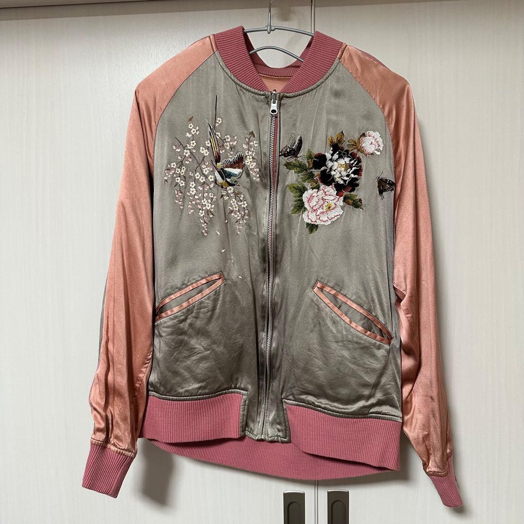 KARL HELMUT スカジャン グレー・ピンク　薄手　M