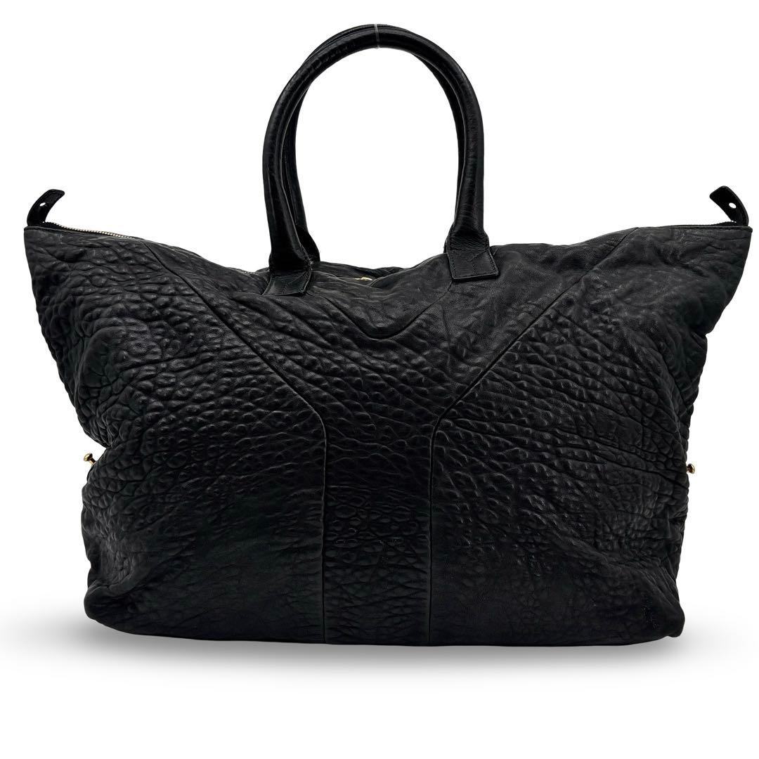 極美品】イブサンローラン ボストンバッグ　トートバッグ　型押し 　ロゴ　革