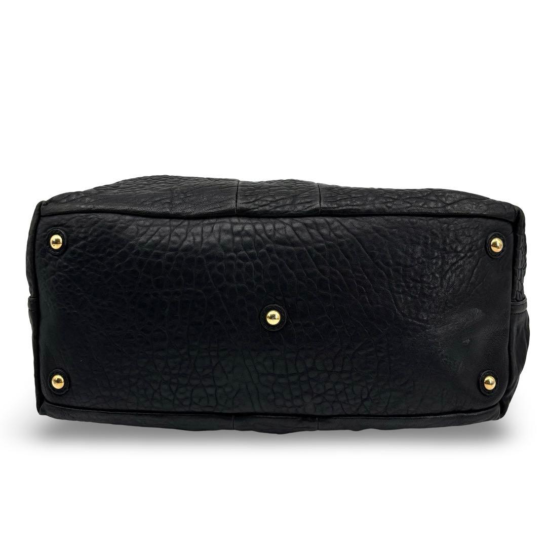 極美品】イブサンローラン ボストンバッグ　トートバッグ　型押し 　ロゴ　革