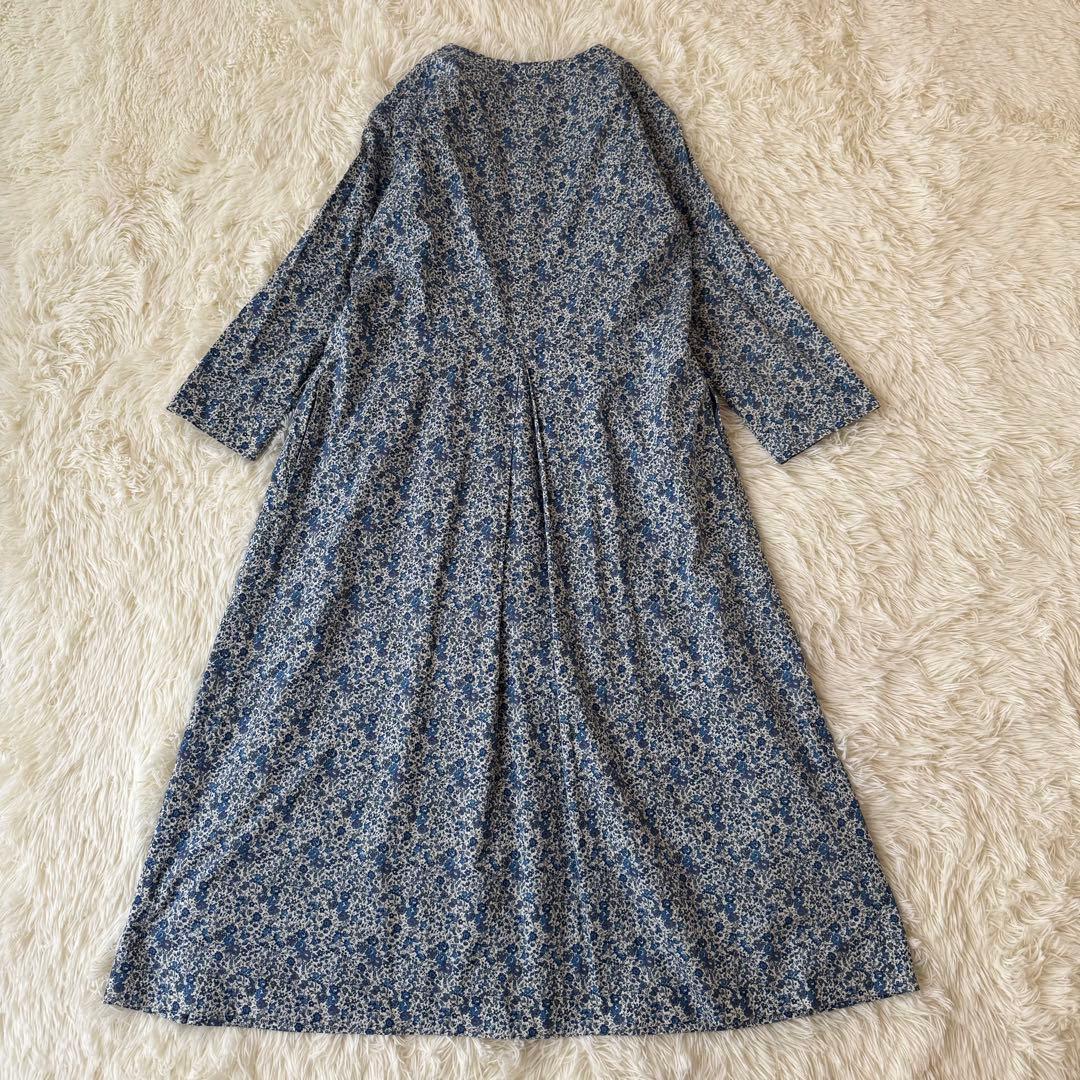 完売品✨新品級✨ルミノア リバティ 別注 クルーネック ロングワンピース ブルー