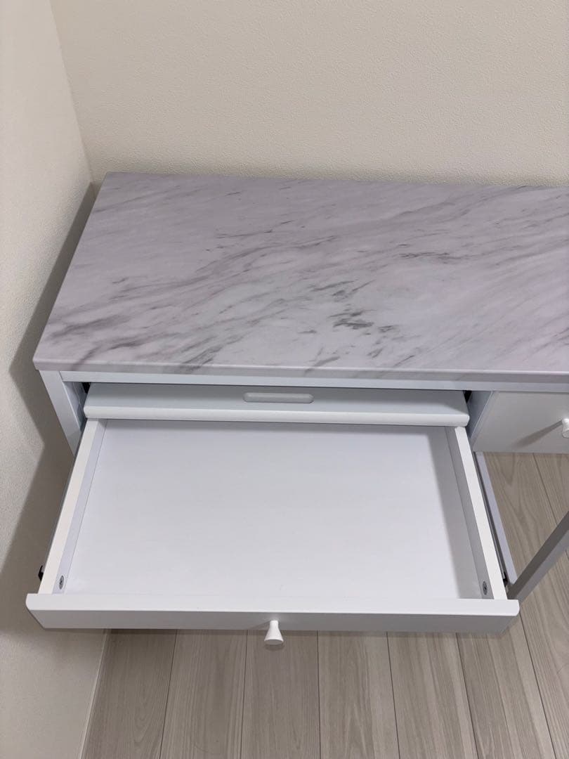 【新品】LOWYAコンパクトデスク [幅85] マーブルホワイト