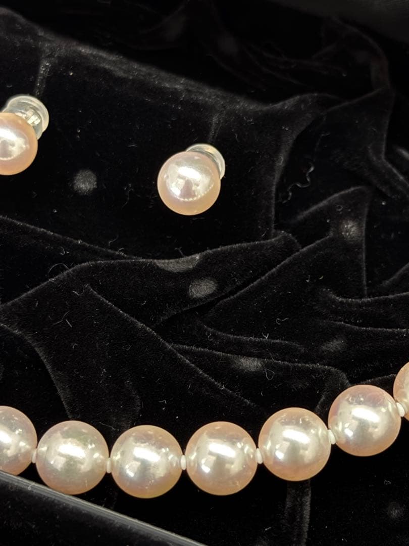特大 オーロラ花珠 9mm アコヤ真珠 ネックレス ピアス 鑑定書付き