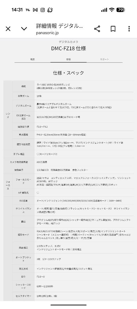 Panasonic DMC-FZ18 デジタルカメラ　コンデジ 光学18倍ズーム