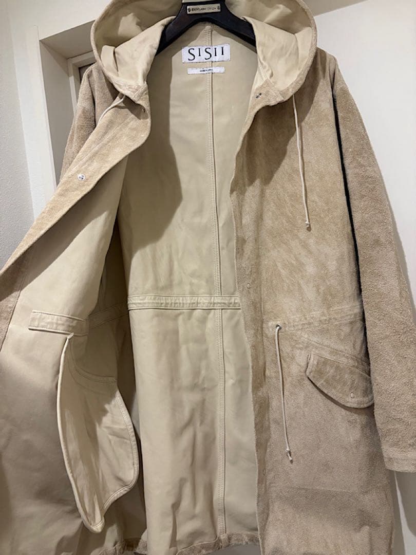 良品SISIIシシ23FW定価12万円レザースノーパーカーコートL