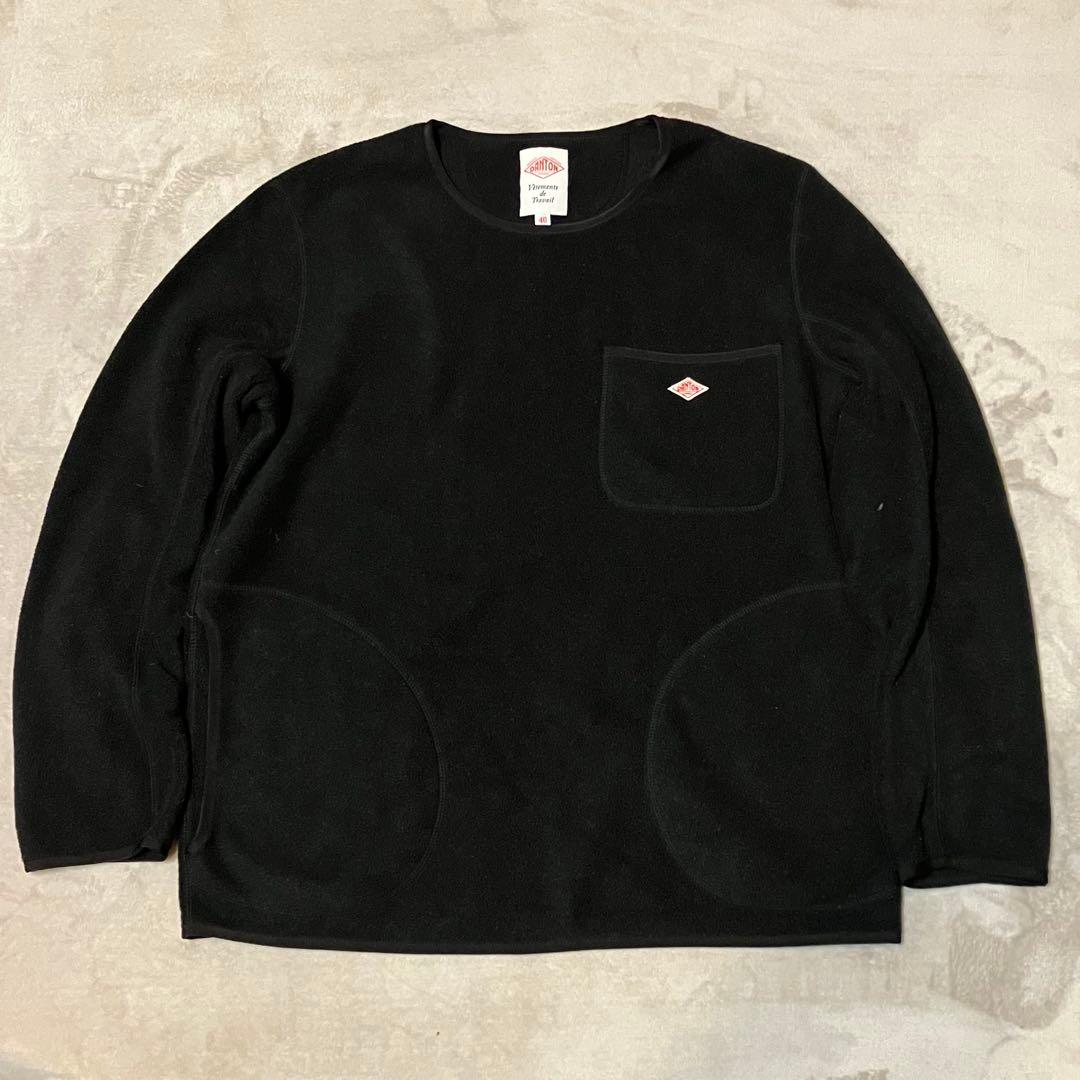 DANTON ブラック ノーカラーフリースジャケット サイズ40