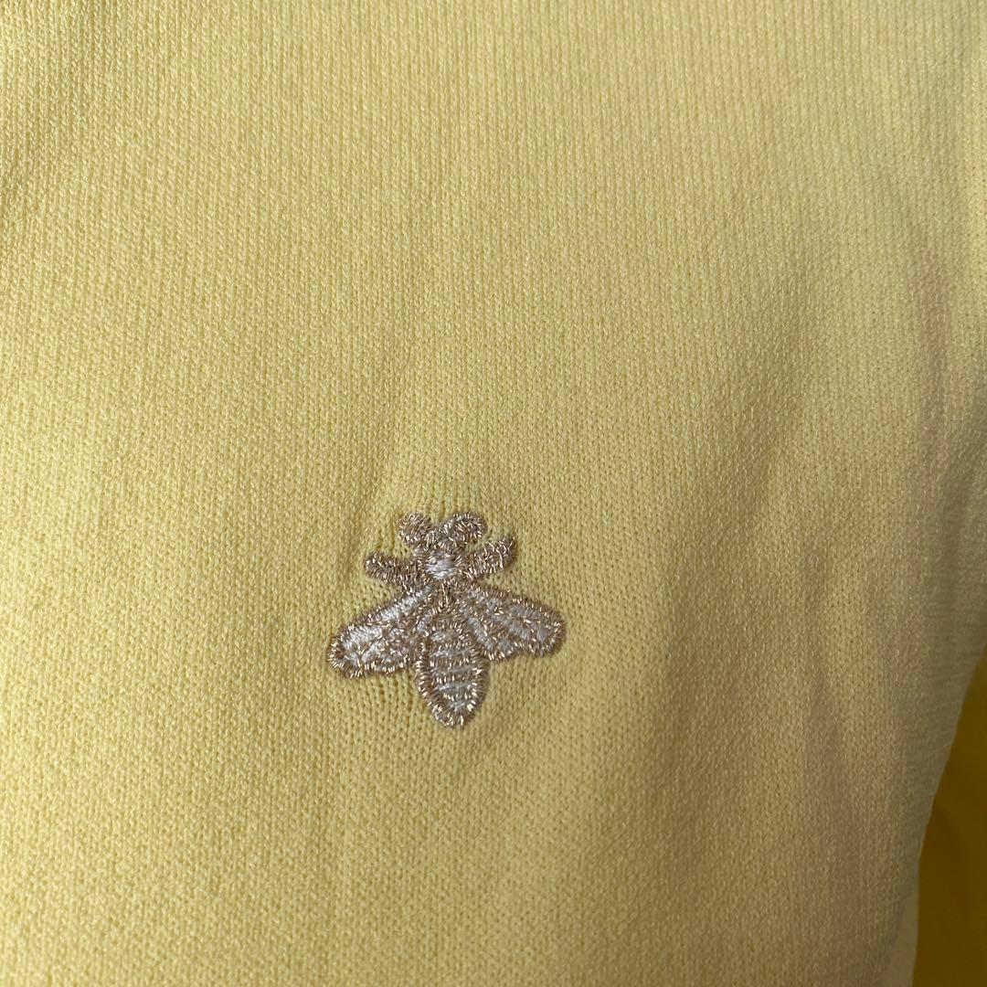 CAPRINO カプリーノ カーディガン ワンポイント 蜂 イエロー 五分袖