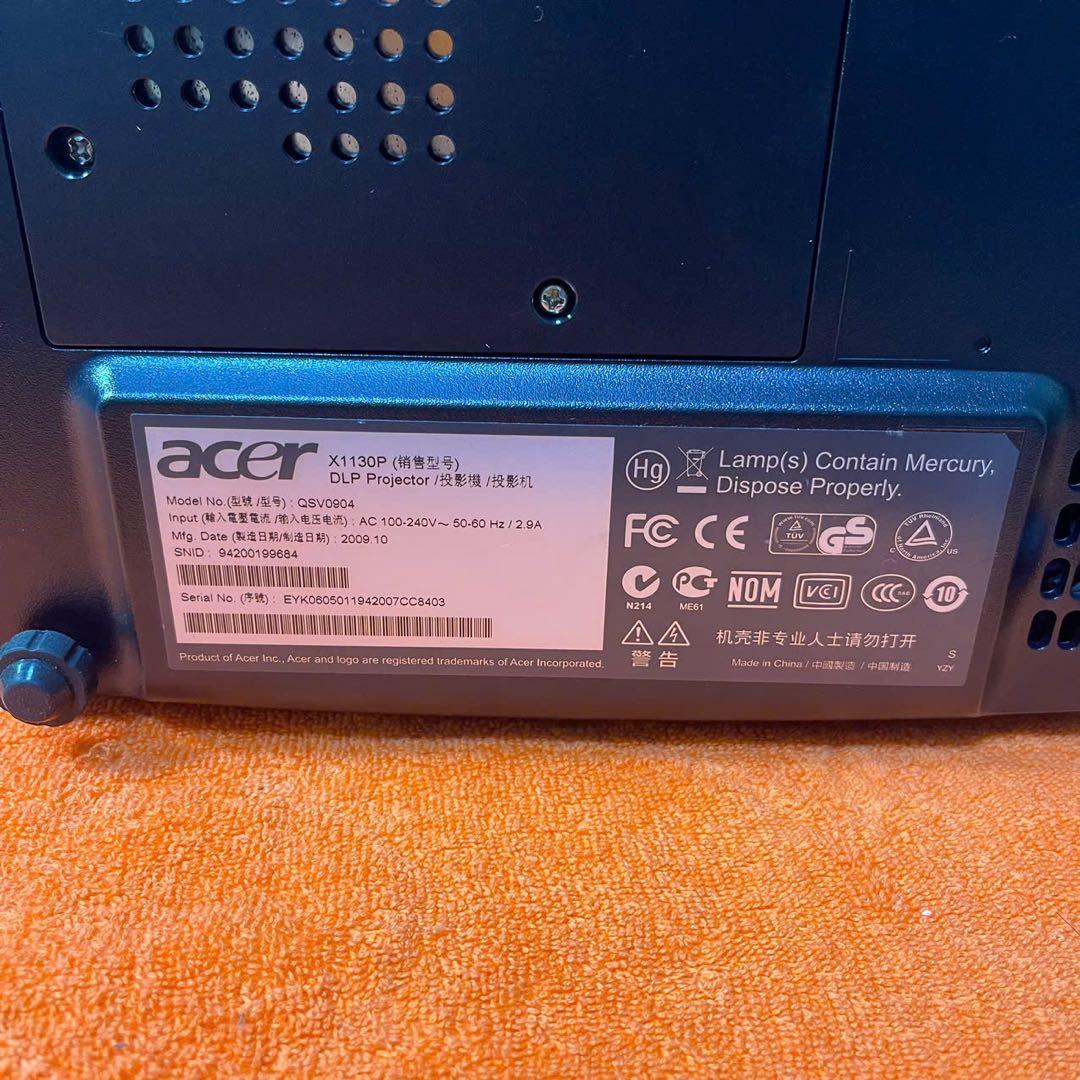 Acer X1130P プロジェクター・リモコン＆電源コード付き・動作確認済み