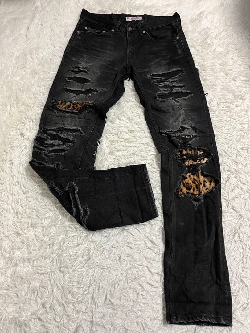 PROPA9ANDA プロパガンダ　デニム　ジーンズ　リペア加工　黒　W31