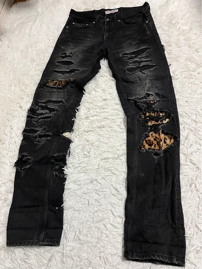PROPA9ANDA プロパガンダ　デニム　ジーンズ　リペア加工　黒　W31