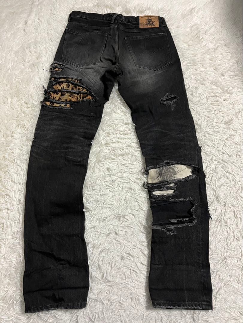 PROPA9ANDA プロパガンダ　デニム　ジーンズ　リペア加工　黒　W31