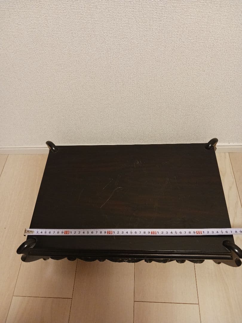 黒檀　唐木　透かし彫り　盆栽台　飾台　花台　香炉台　平卓　中国美術