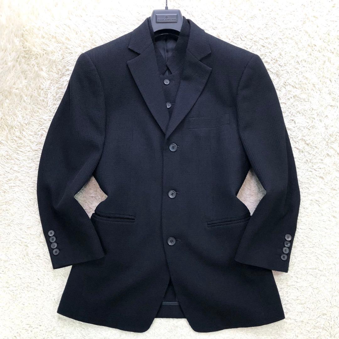 美品 メンズティノラス 3ピース スーツ セットアップ Sサイズ 凹凸 黒
