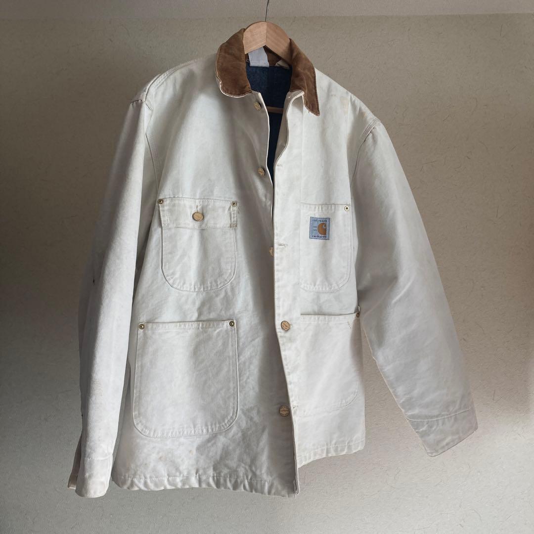 【USA製】Carhartt100Yearsカバーオール42 白L
