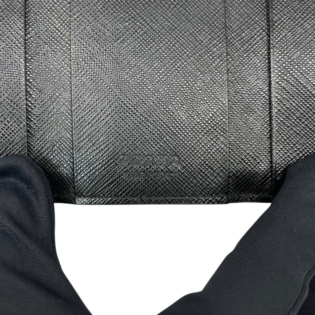 希少✨プラダ キーケース 6連 サフィアーノレザー PVC 三角ロゴ 黒 青