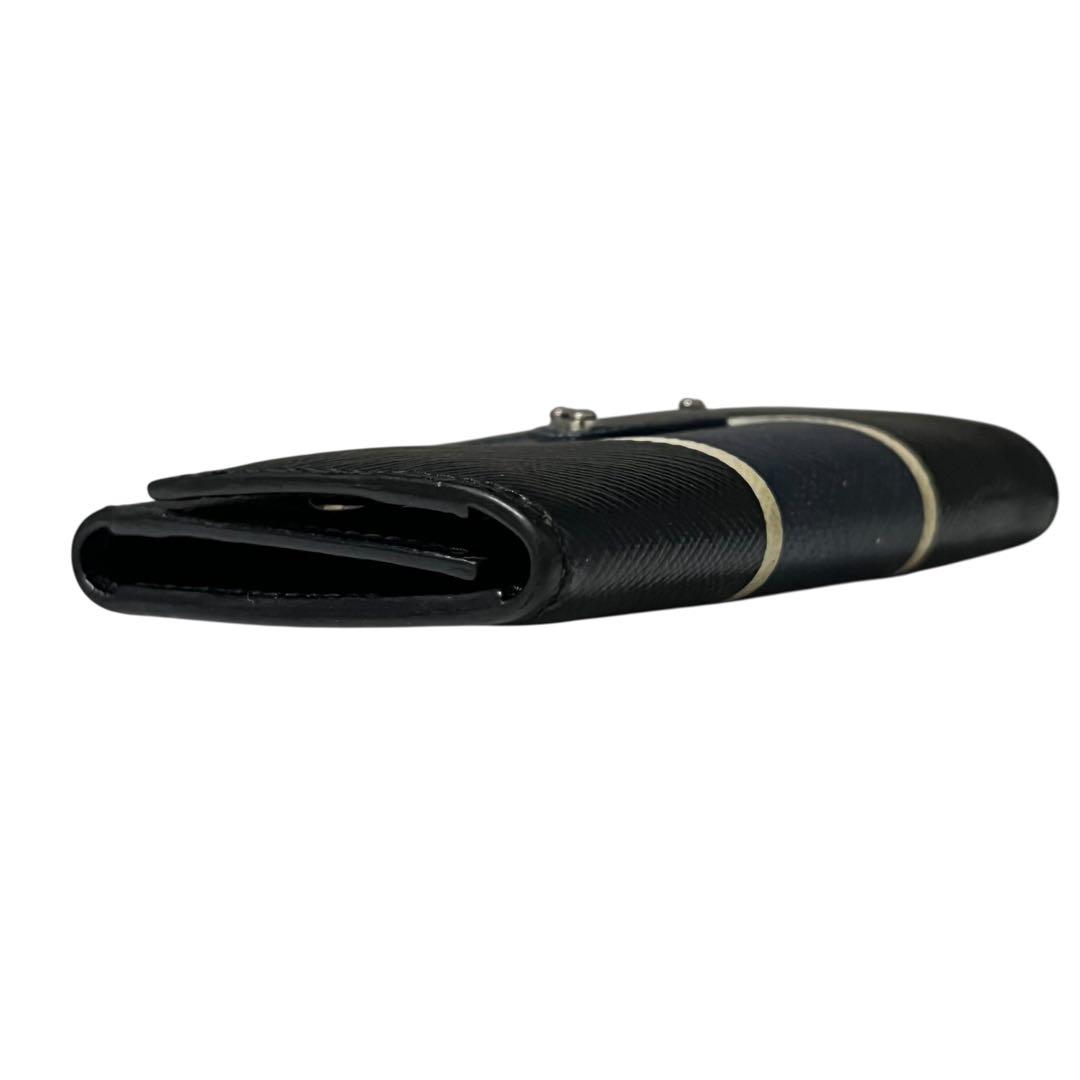 希少✨プラダ キーケース 6連 サフィアーノレザー PVC 三角ロゴ 黒 青