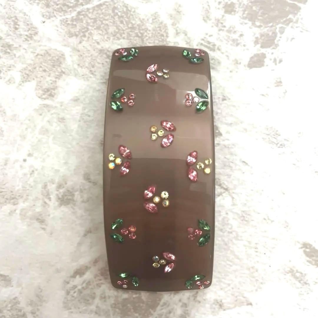 美品　acca アッカ　バレッタ　フランス製　ストーン　花　髪留め　ヘアアクセ