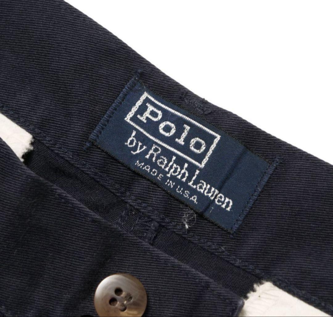 90s ラルフローレン チノパン USA製 ネイビー 30×32 ポロチノ
