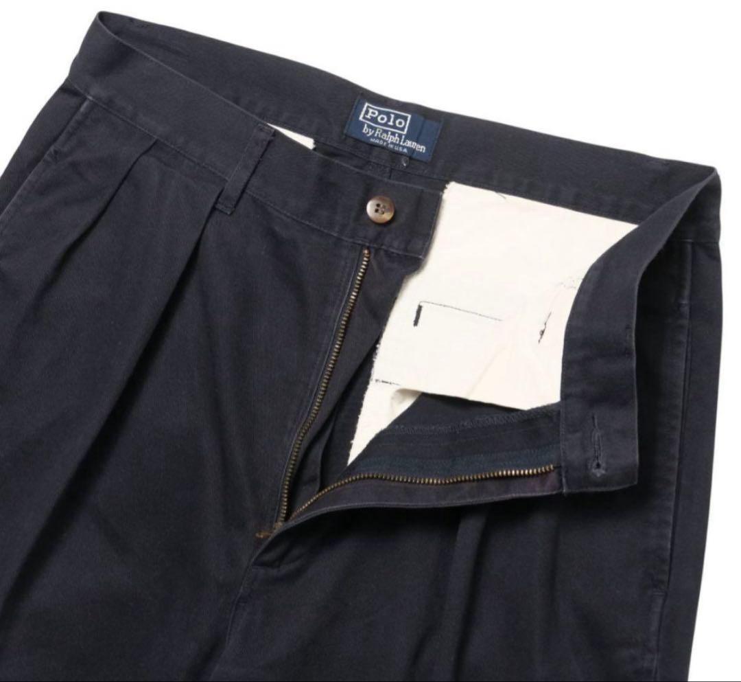 90s ラルフローレン チノパン USA製 ネイビー 30×32 ポロチノ