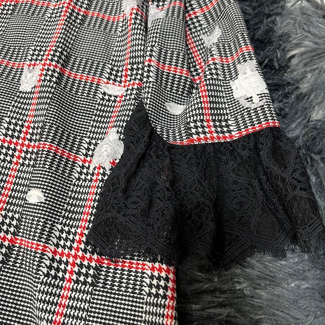 mmts　マミタス　しょこたん　グレンチェック　Aラインワンピース 総猫柄　F