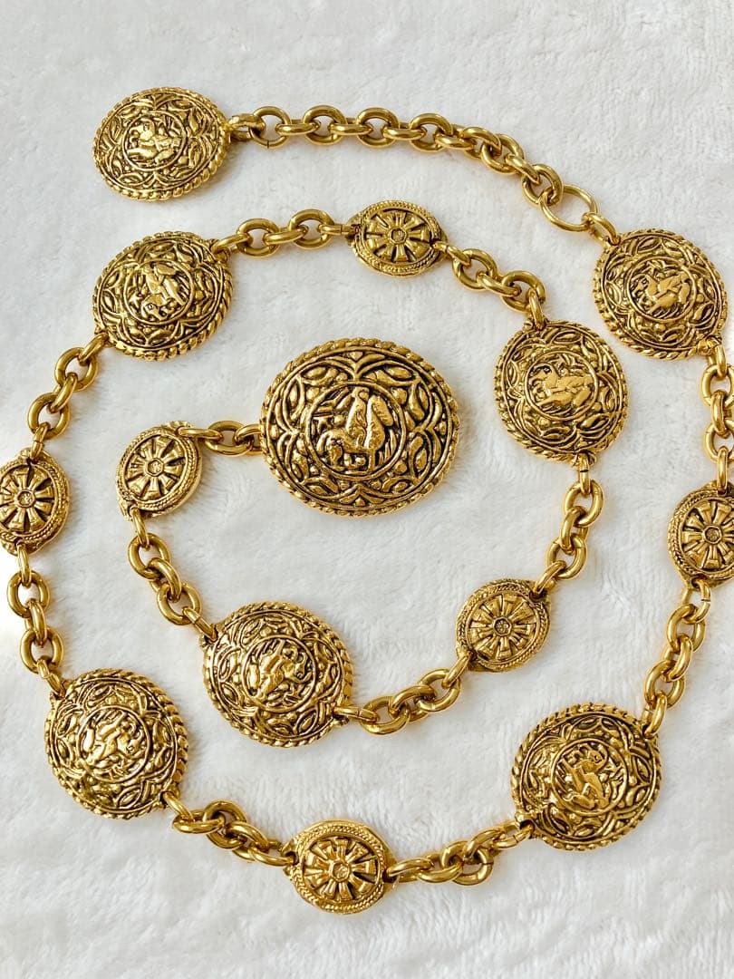 レア CHANELシャネル ビンテージゴールドチェーンベルト 乗馬 アンティーク