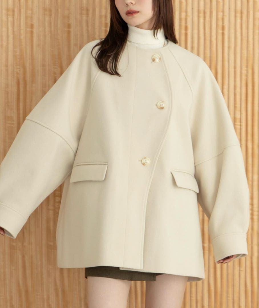 【hinari】ウェーブデザインミドルコート