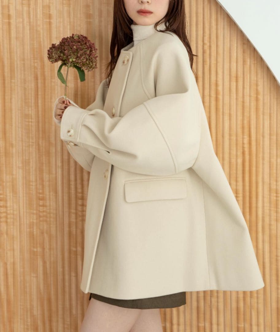 【hinari】ウェーブデザインミドルコート