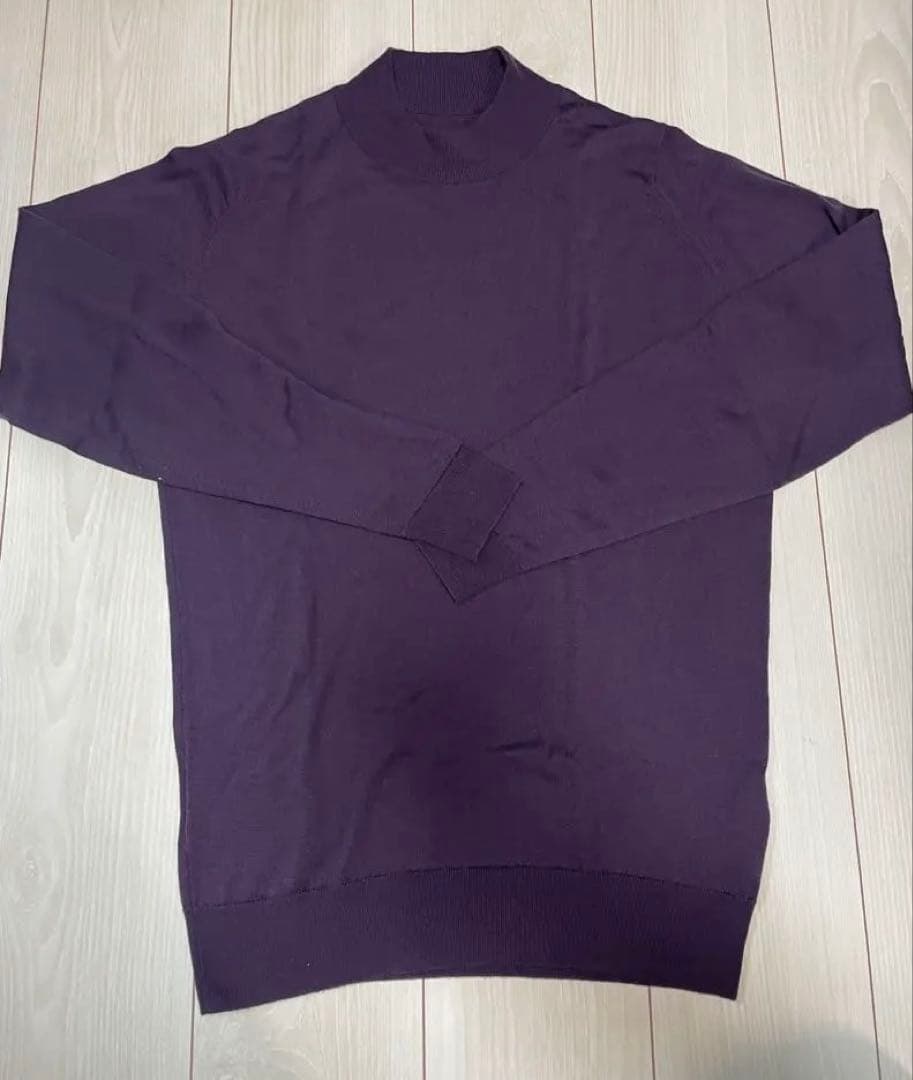 極美品　JOHN SMEDLEY モックネック　パープル ニット M