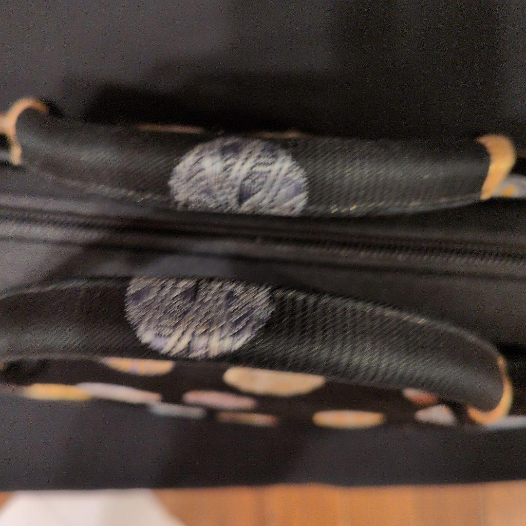 和装用バッグ 黒 丸模様刺繍