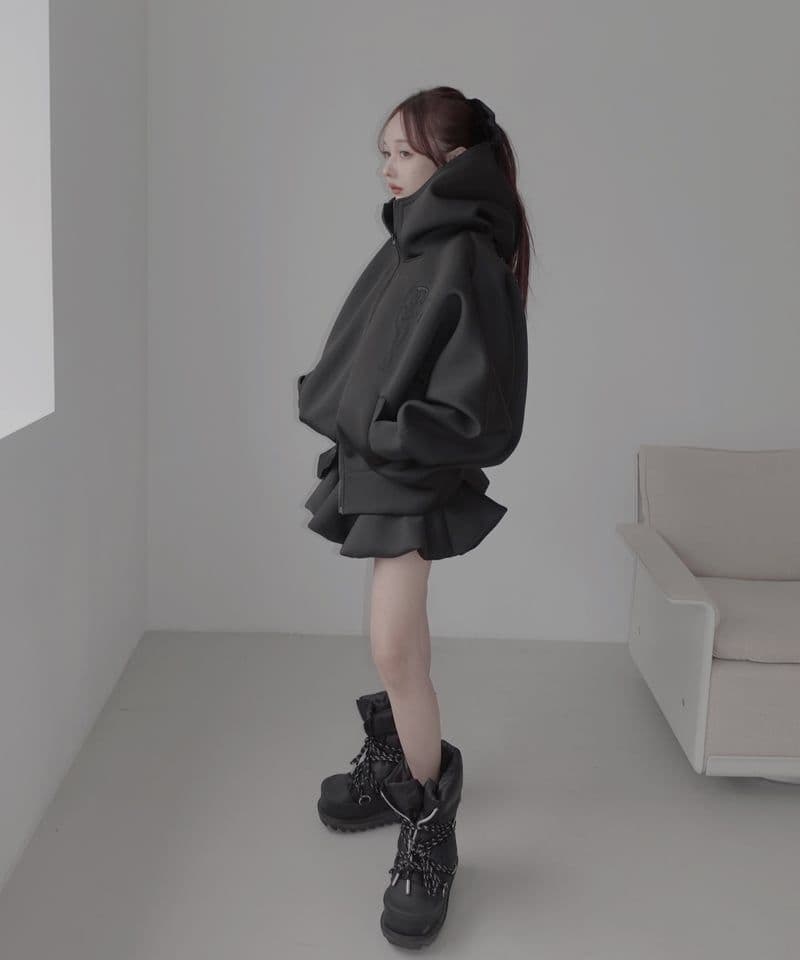 ボンディングダブルジップフーディー FICTION TOKYO Black