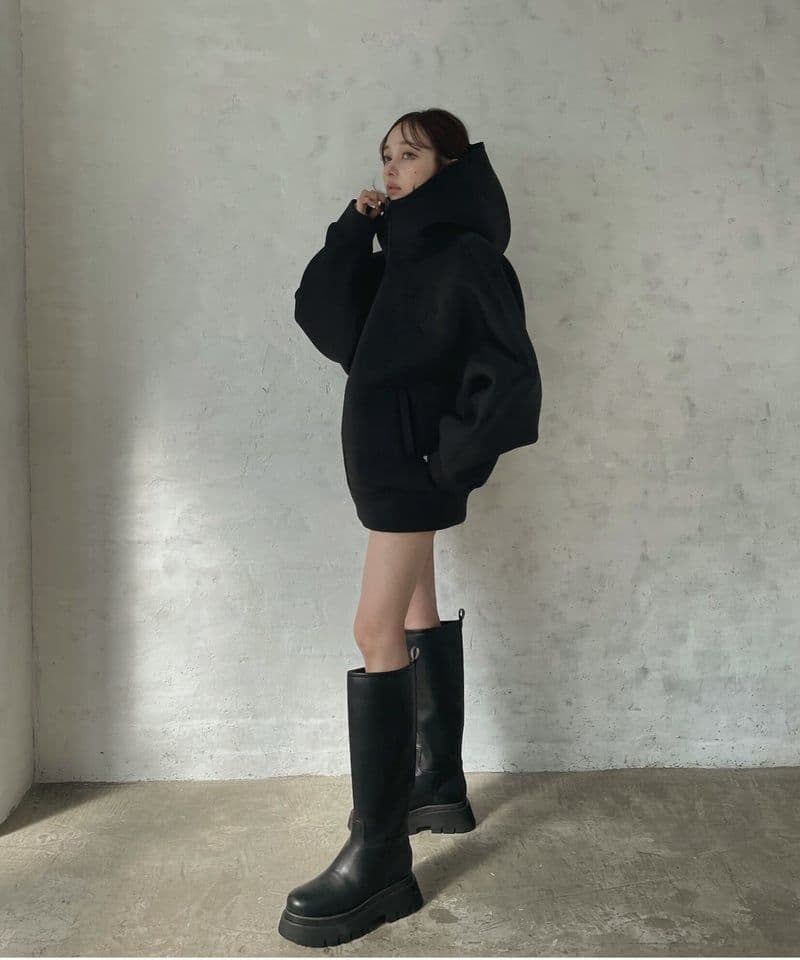 ボンディングダブルジップフーディー FICTION TOKYO Black