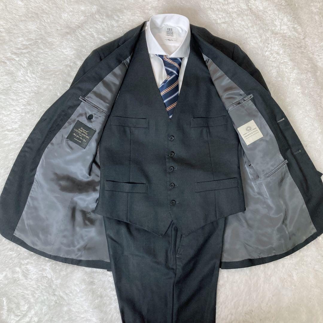 ユナイテッドアローズ　セットアップ　プレミアムウール　ダークグレー　46