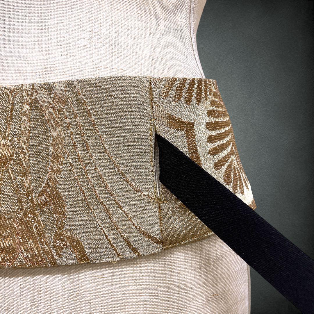 金糸 刺繍帯 サッシュベルト W50〜95cm 着物リメイク J80111