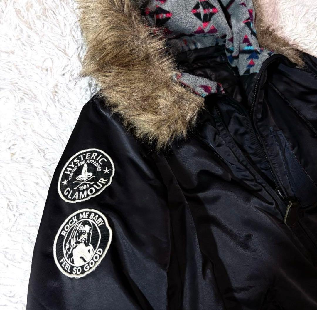 【美品】ヒステリックグラマー　モッズコート　メンズM　ブラック　総柄　ヒスガール