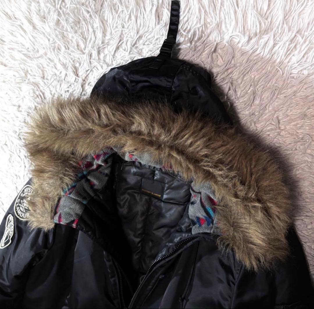 【美品】ヒステリックグラマー　モッズコート　メンズM　ブラック　総柄　ヒスガール