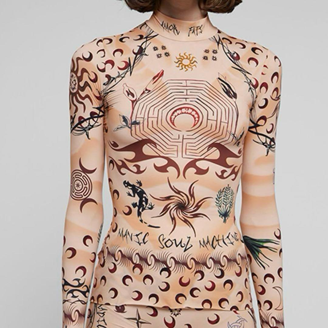 マリーンセル セカンドスキン　marine serre tattoo top