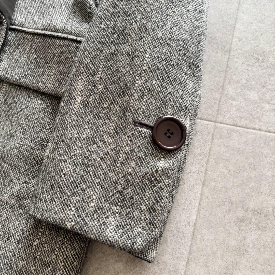 ミスディオール　テーラードジャケット　ダブル　ウールシルク混　ツイード　グレー