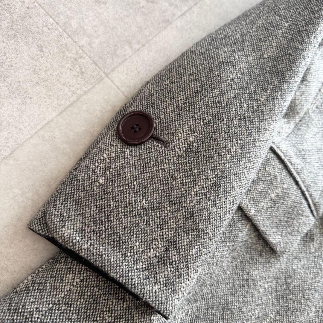 ミスディオール　テーラードジャケット　ダブル　ウールシルク混　ツイード　グレー