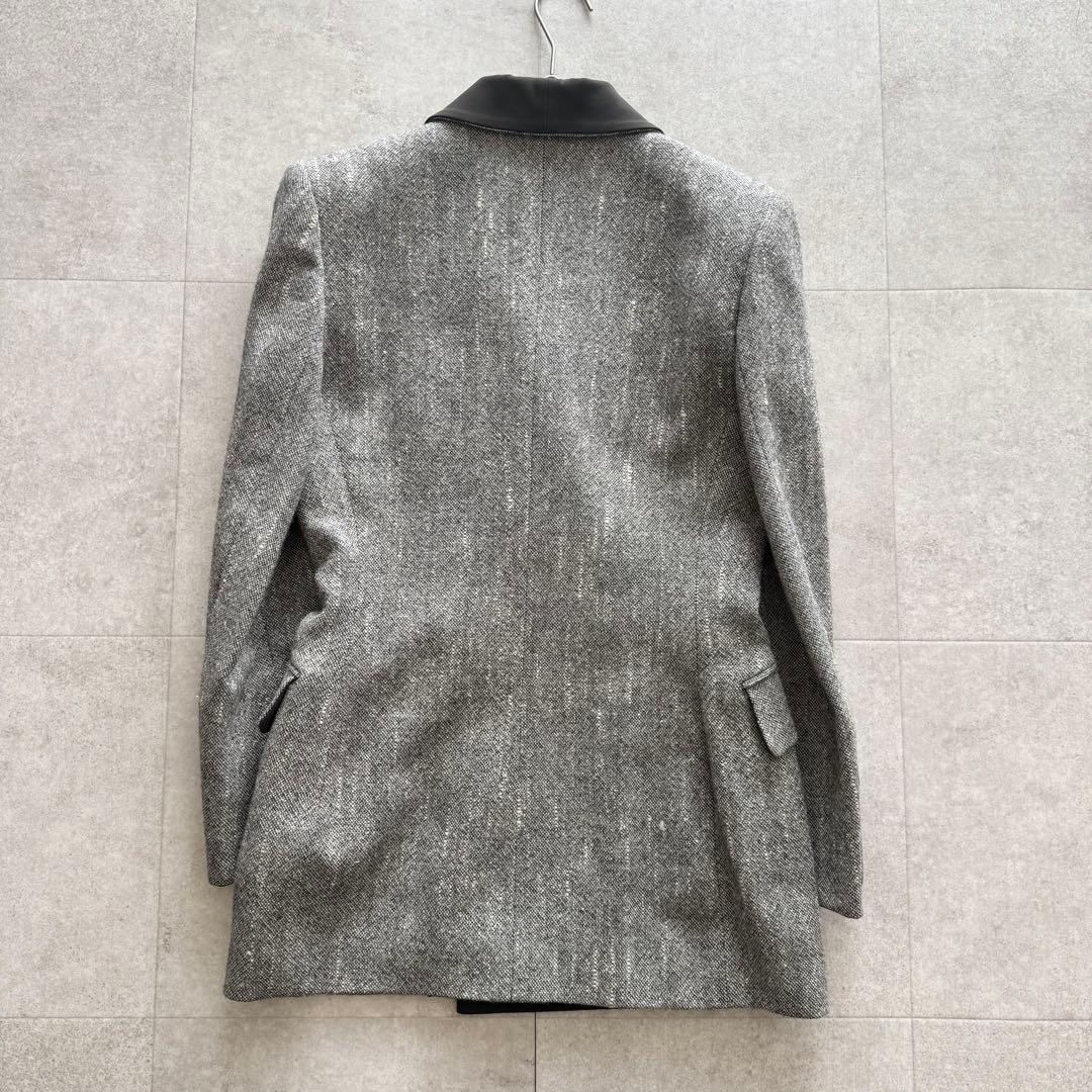 ミスディオール　テーラードジャケット　ダブル　ウールシルク混　ツイード　グレー