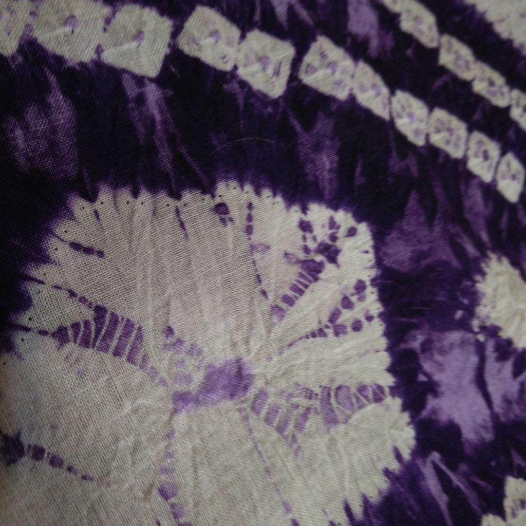 有松絞りの浴衣反物⭐紫色　花柄 幾何学模様