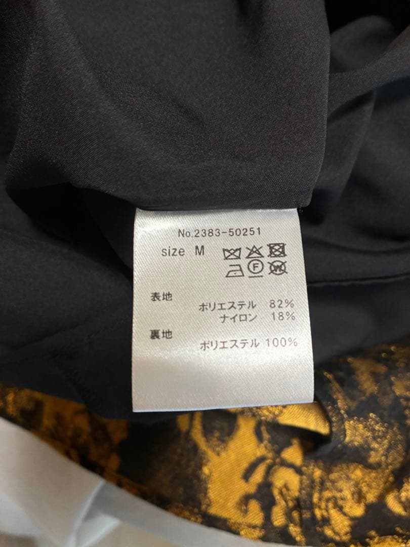 ANDRESDバブルスリーブジャガードドレス ブロンズ