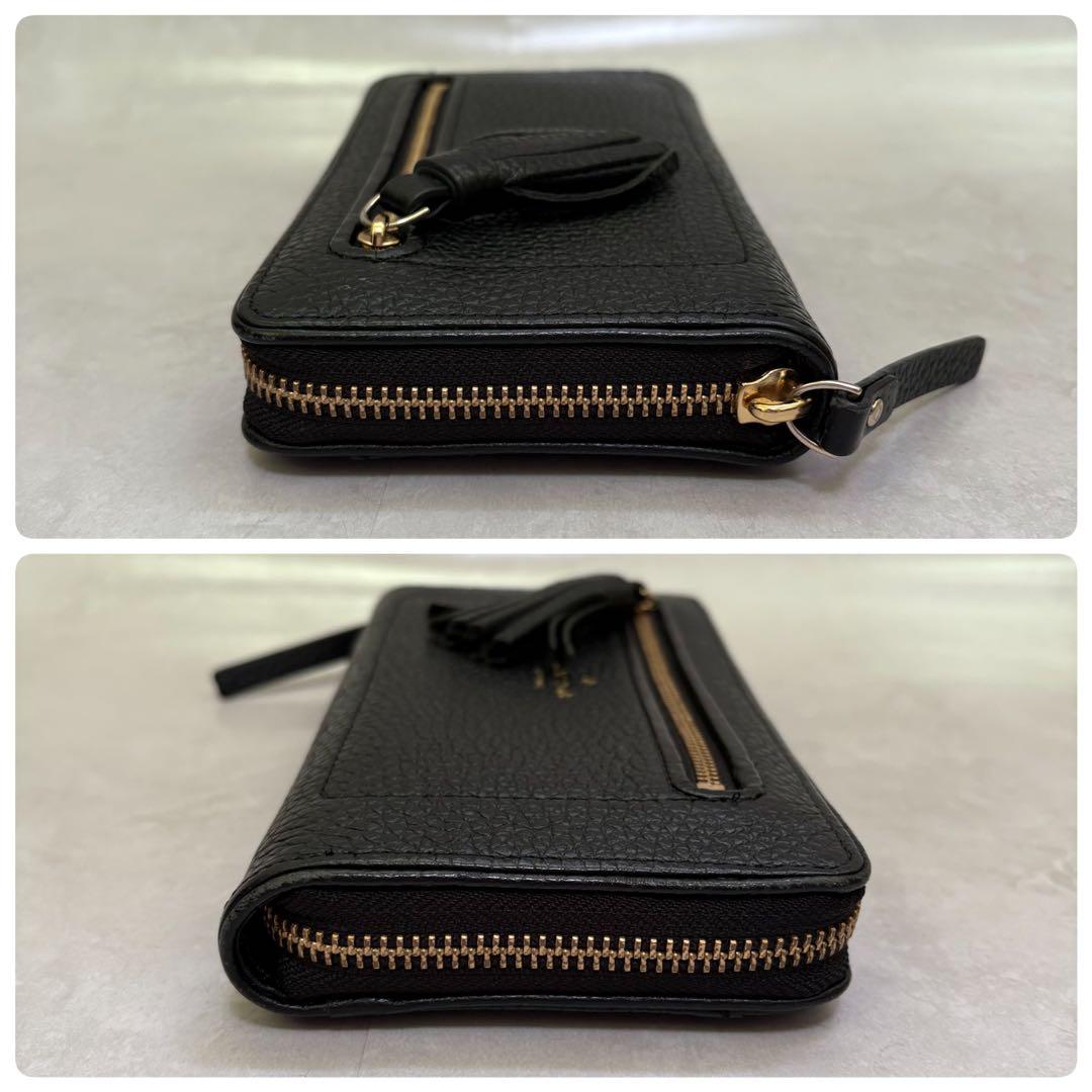 美品　kapespade ケイトスペード　長財布　タッセル　レザー　ブラック