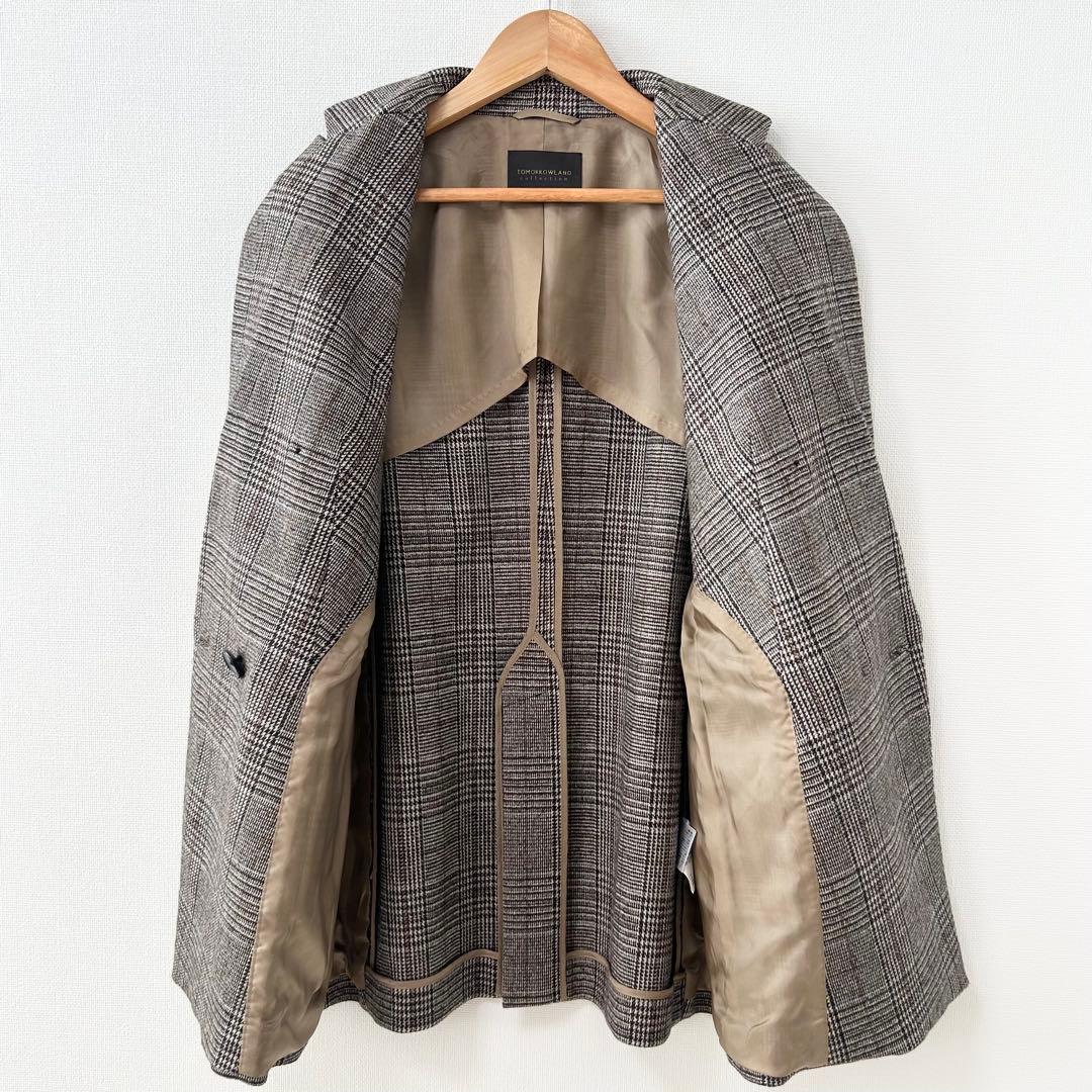 美品✨TOMORROWLAND　シックグレンチェック ダブルブレストジャケット