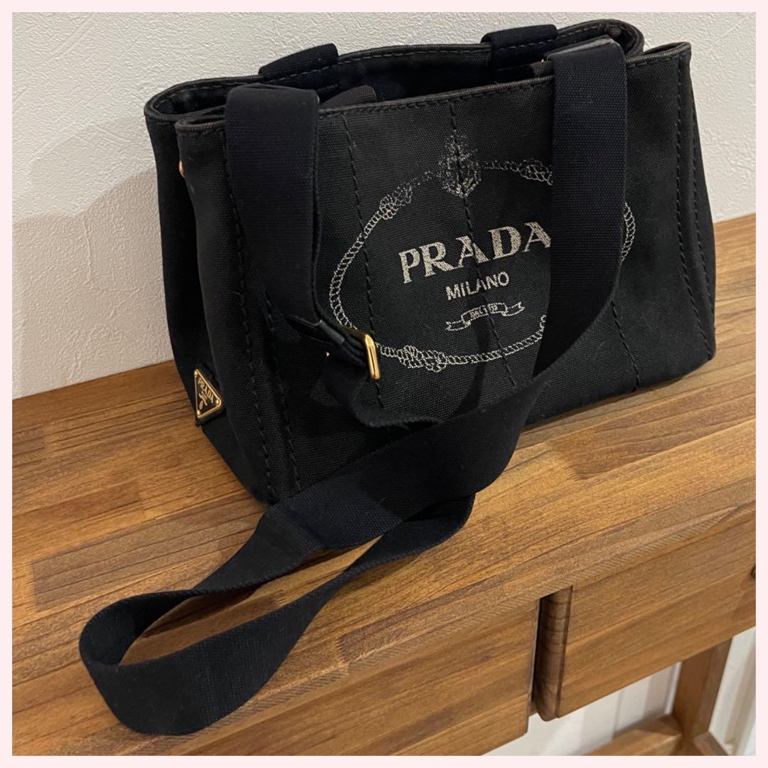 ＊ニコ＊PRADA カナパ 黒 トートバッグ